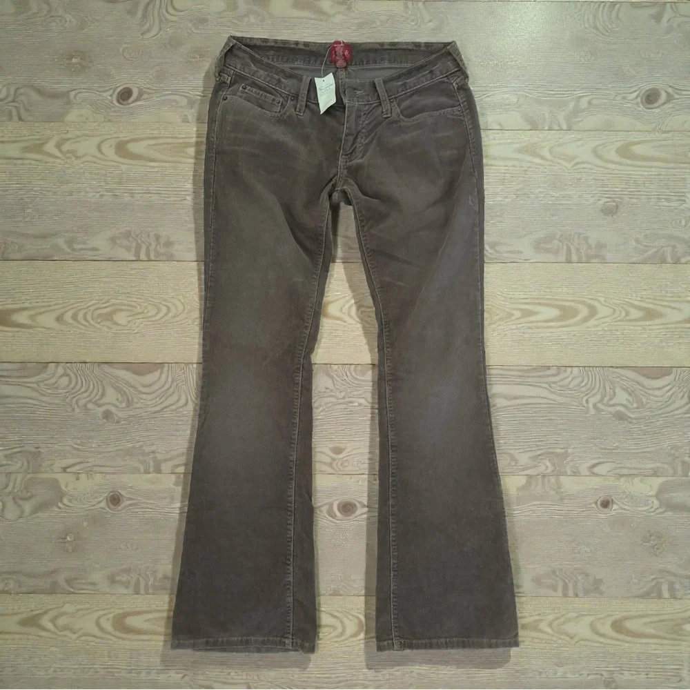 NWT Vtg RED TAG Abercrombie & Fitch Corduroy Flare Pants Y2K Deadstock Brown 2 - Picture 2 of 13